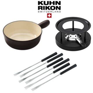 KUHN RIKON Caquelon Käse Fondue Set 8 teilig Induktion Eisenguss Ø 24