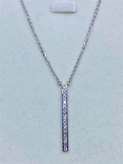 Vertical Bar Diamond Necklace 14 Kt Solid Gold Diamond Etsy