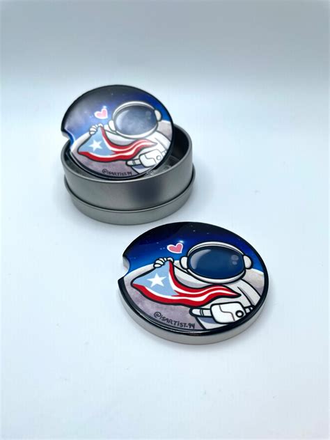 Car Coasters Astronauta Boricua Pcs Set Ceramic Waterproof