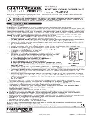 Fillable Online Esedirect Co Instructions Industrial Vacuum Cleaner