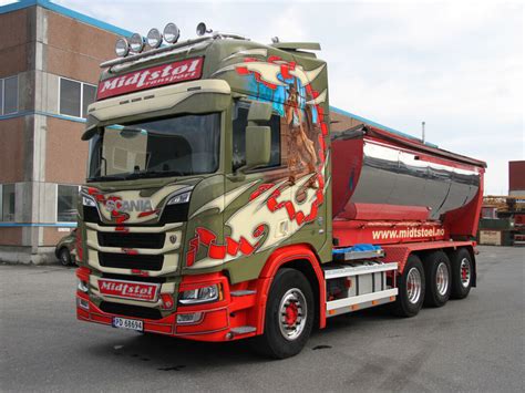 WSI Scania R Highline 8x4 Haakarm Systeem Asfalt Container MIDTSTOL