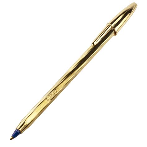 Caneta Esferográfica BIC Cristal Celebration Corpo Dourado Tinta Azul