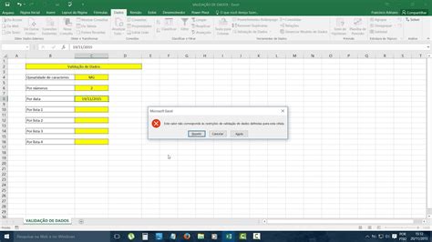 1 4 Excel ValidaÇÃo De Dados Por Datas Youtube