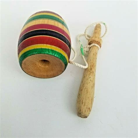 Small Authentic Balero Multi Color Wooden Mexican Traditional Toy