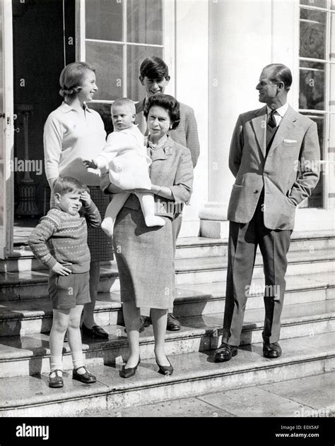 Queen Elizabeth II and Prince Philip with their children Stock Photo ...