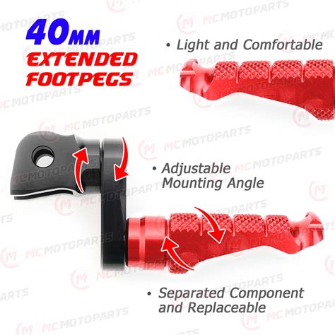 R Fight Front Foot Pegs Mm Extended Red For Suzuki Inazuma Gw