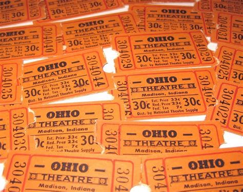 Vintage Ohio Theatre Tickets Madison Indiana Never Used Set of 22 - Etsy