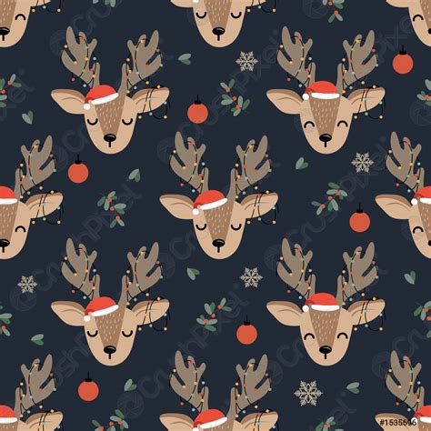 Christmas seamless pattern with reindeer background Winter pattern with ...