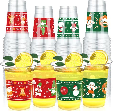 Amazon Zhehao Pieces Christmas Clear Plastic Cups Christmas