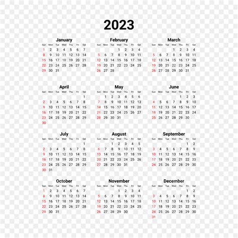 Gambar Kalender Sederhana 2023 Png Kalender 2023 Kalender Minimalis 2023 Png Kalender