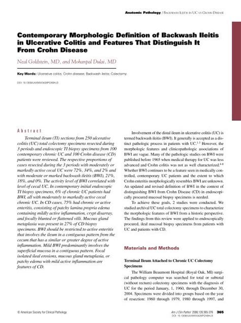 Contemporary Morphologic Definition of Backwash Ileitis in ...