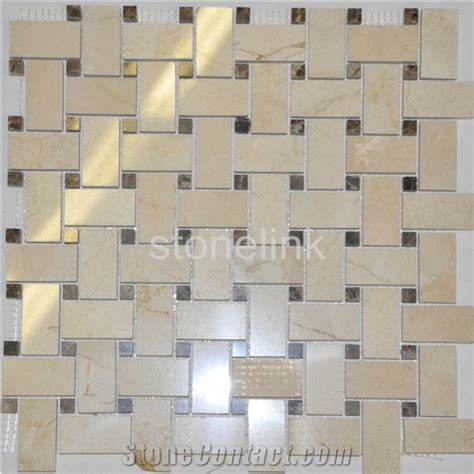 Cream Marfil Marble Basket Weave Mosaic From China StoneContact