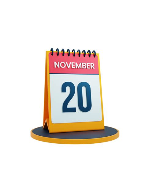 Free November Realistic Desk Calendar Icon 3D Illustration Date ...