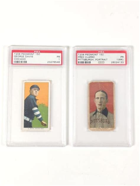 Lot 2 T206 Piedmont 150 George Davis Fred Clarke PSA 1