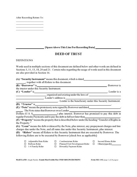 42 Comprehensive Deed Of Trust Forms Word Templatelab