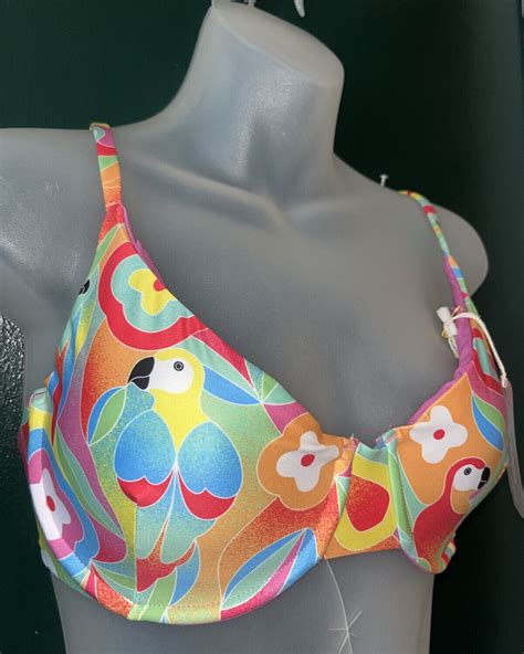 New Kenny Flowers The Parrots Of The Caribbean Bikini Top Only Sz