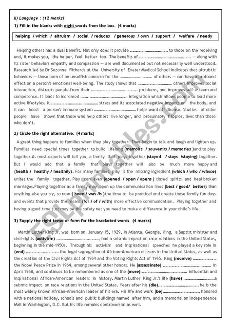 Mid Semester Test N1 3rd Form ESL Worksheet By Wafouta