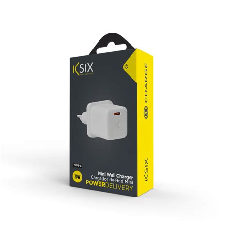 KSIX 20 W Wall Charger Power Delivery Fast Charge USB C Port White