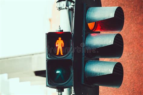 Red Traffic And Pedestrian Crossing Light Stock Image Image Of Speed