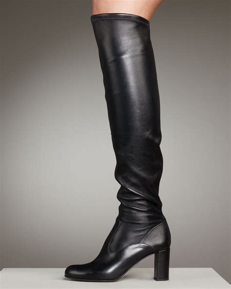 Valentino Stretch Leather Over The Knee Boot In Black Lyst