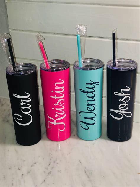 Personalized 20 Ounce Skinny Tumblers | JustPlainCute