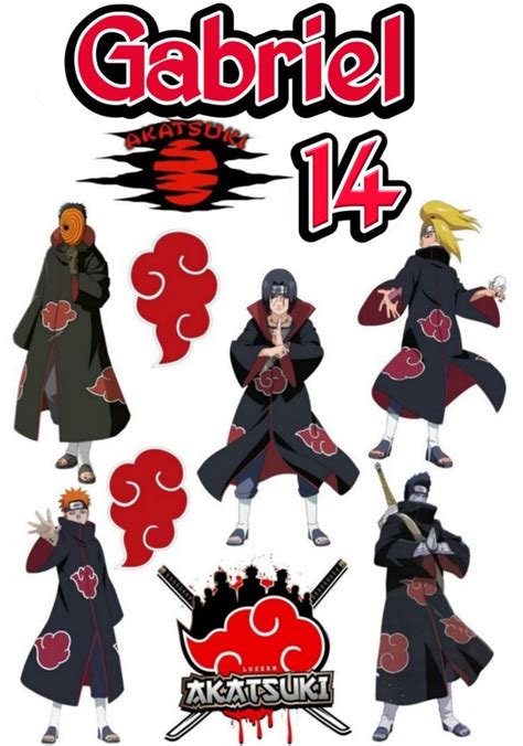 Pin de monica caumene em Toppers Akatsuki Bolo naruto Balão desenho