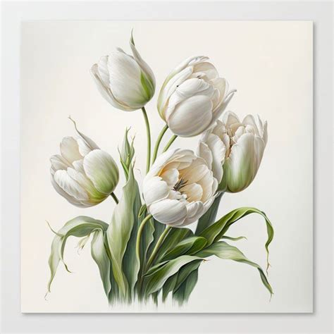 Shop White Tulip Flowers Canvas Print By Vanoverdesigns On Society