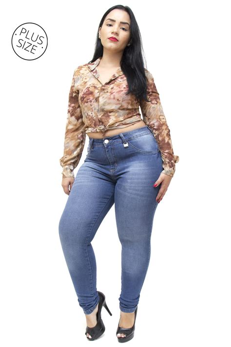 Calça Jeans MC2 Plus Size Skinny Rochele Azul Jeans Skinny Calça