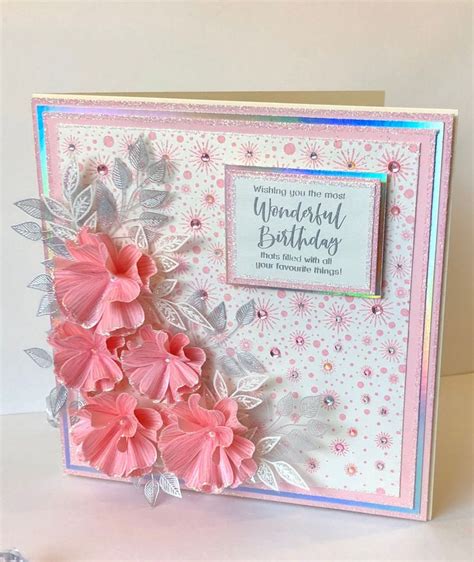 Sparkling Pink Handmade Luxury Boxed Birthday Card Etsy Uk Boxed Birthday Cards Chloes