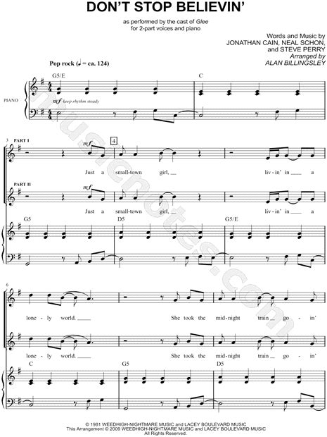 Alan Billingsley Dont Stop Believin Arr Alan Billingsley 2 Part Choir Piano Choral