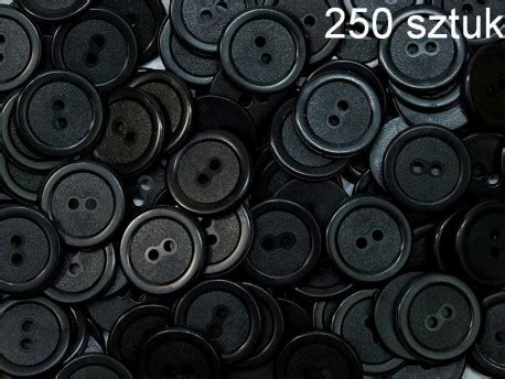 Guziki plastikowe 2 dziurki średnica 20 mm czarne op 250 sztuk