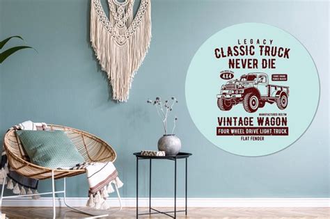 Wallcircle Muurstickers Behangcirkel Mancave Auto Vintage