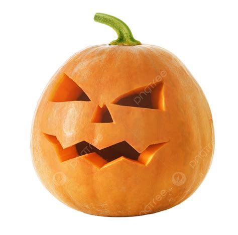 Isolated White Background Frightening Jack Olantern Pumpkin Fall