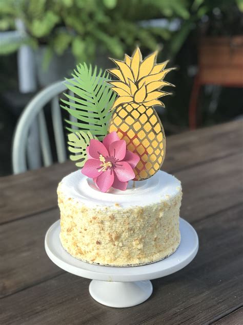 Pineapple Cake Topper Tropical Party Luau Themed Decor Etsy