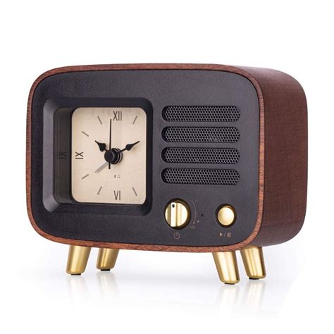 BEW Retro Wooden Bluetooth Alarm Clock - Vintage Speaker with Silent ...