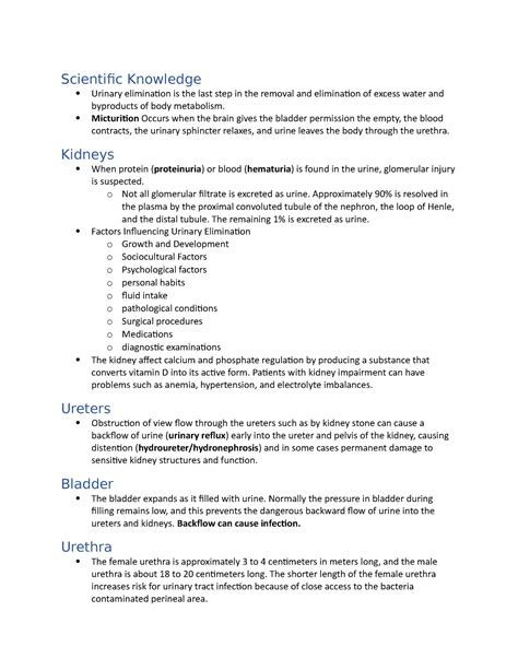 Chapter Urinary Elimination Study Guide Scientific Knowledge