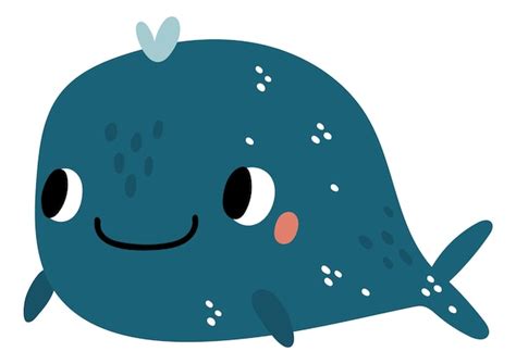 Premium Vector | Funny whale cute smiling happy marine animal