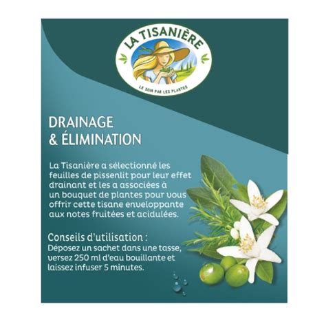 Infusion Drainage Elimination LA TISANIERE La Boite De 25 Sachets