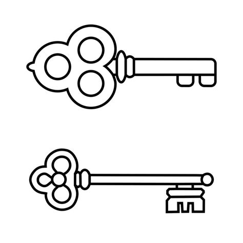 Set Of Vintage Keys Vintage Key Vector Icon Key Symbol Illustration