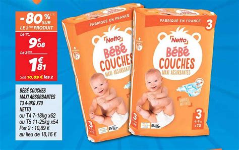 Promo B B Couches Maxi Absorbantes T Kg X Netto Chez Netto