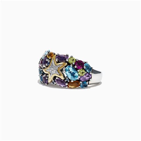 Effy Seaside Sterling Silver Mix Gemstone And Diamond Starfish Ring 57