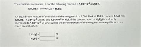 Answered The Equilibrium Constant K For The Bartleby