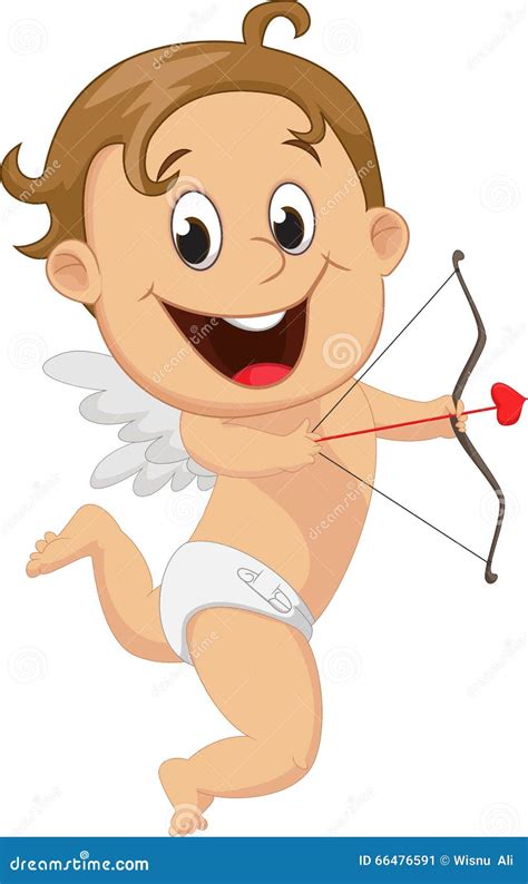 Grappig Weinig Cupido Met Boog En Pijl Vector Illustratie