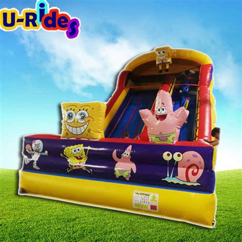 Custom Spongebob Inflatable Slide And Bouncer Cartoon Playground For Kids