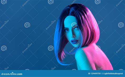 Beautiful Charming Nude Woman In Pink Wig Stock Image Image Of Sensual Pretty 129499781