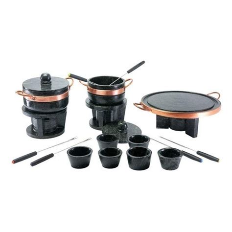 Kit Fondue Pedra Sabão Completo 8 Pçs Chapa 27 Cm Casas Bahia