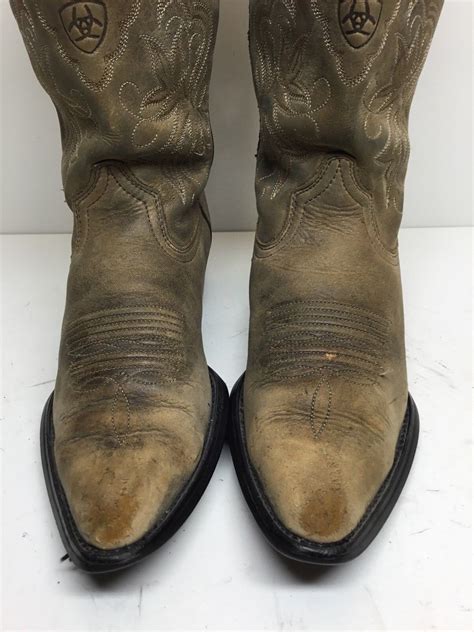 Vtg Womens Ariat Ats Snip Toe Cowboy Leather Brown Boots Size B Ebay