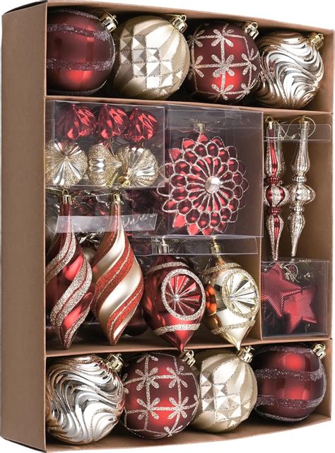 Valery Madelyn Christmas Tree Ornaments Set Ct Burgundy And Gold