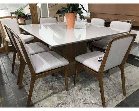 Conjunto Mesa de Jantar Quadrada 1 35m AQUILA 6 Cadeiras GUIRÁ