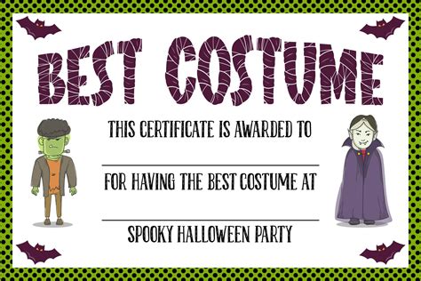 Halloween Costume Award Certificates 15 Free Pdf Printables Printablee